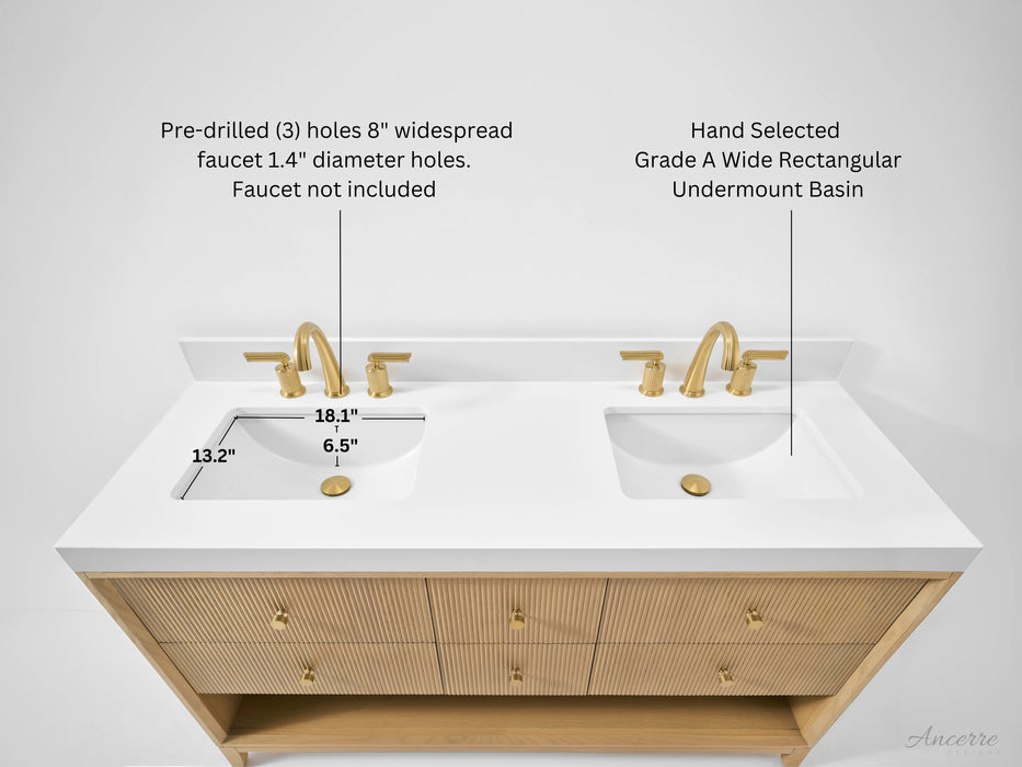 Ancerre 60” Momo Bathroom Vanity Oak Double Sinks VTS-Momo-60-Oak-WQZ