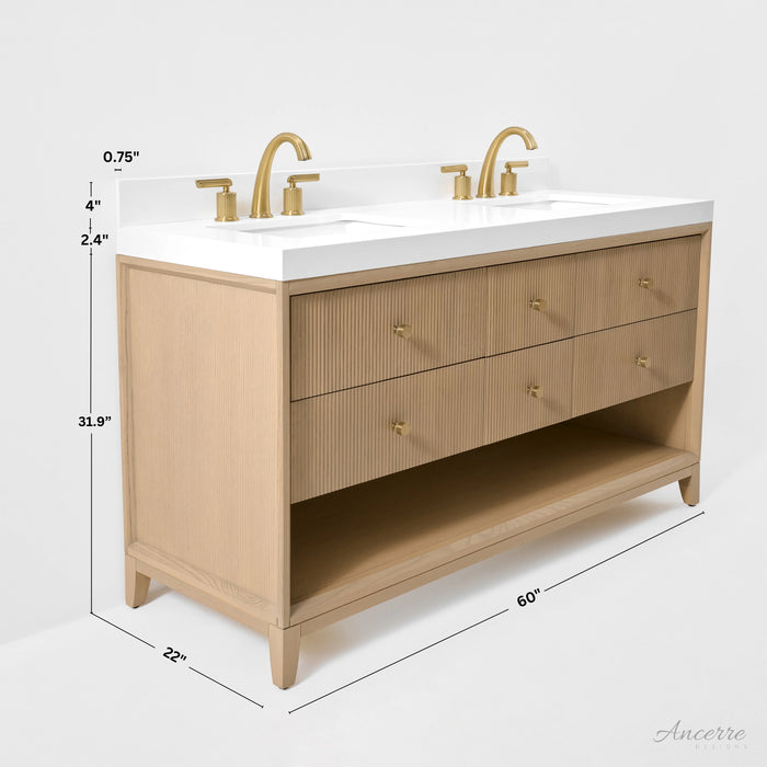 Ancerre 60” Momo Bathroom Vanity Oak Double Sinks VTS-Momo-60-Oak-WQZ