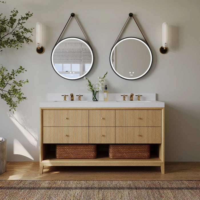 Ancerre 60” Momo Bathroom Vanity Oak Double Sinks VTS-Momo-60-Oak-WQZ