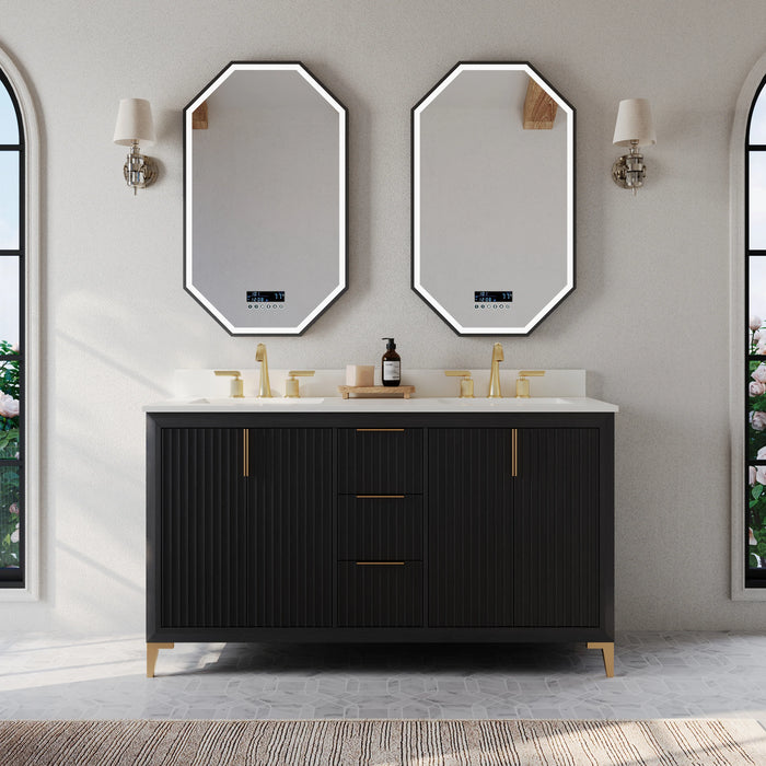 Ancerre 60” Turlington Bathroom Vanity Oak Double Sinks VTS-Turlington-60-Oak-WQZ