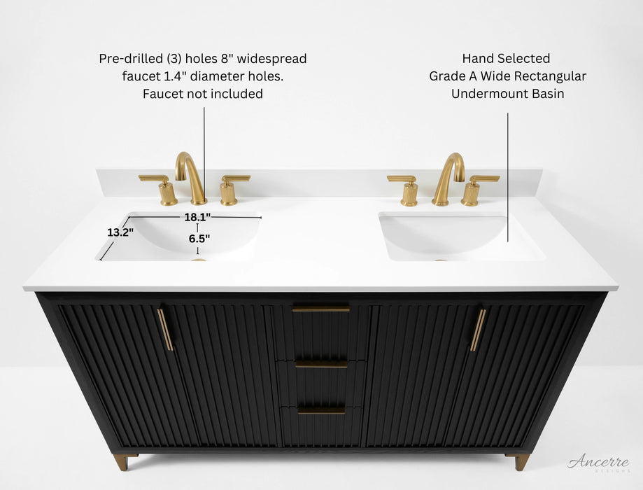 Ancerre 60” Turlington Bathroom Vanity Oak Double Sinks VTS-Turlington-60-Oak-WQZ