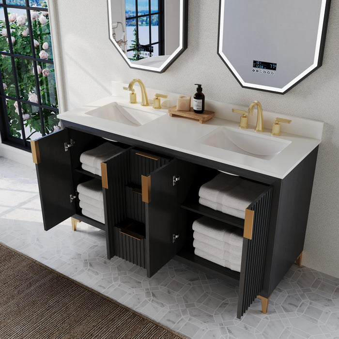 Ancerre 60” Turlington Bathroom Vanity Oak Double Sinks VTS-Turlington-60-Oak-WQZ