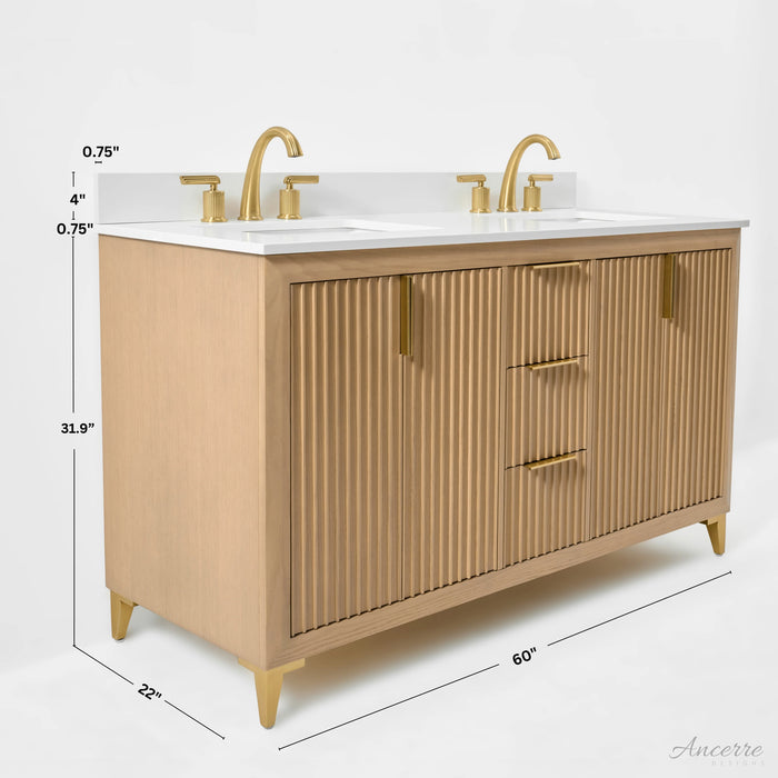 Ancerre 60” Turlington Bathroom Vanity Oak Double Sinks VTS-Turlington-60-Oak-WQZ