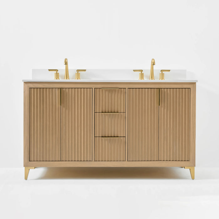 Ancerre 60” Turlington Bathroom Vanity Oak Double Sinks VTS-Turlington-60-Oak-WQZ