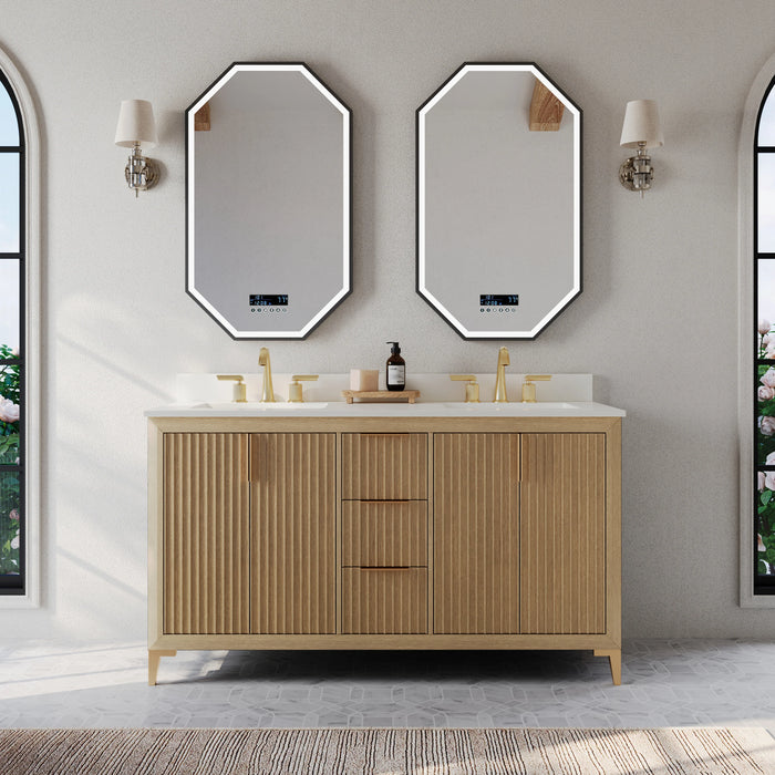 Ancerre 60” Turlington Bathroom Vanity Oak Double Sinks VTS-Turlington-60-Oak-WQZ