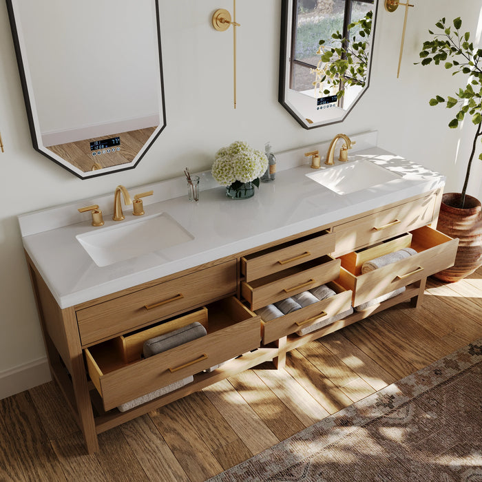 Ancerre 84” Audrey Bathroom Vanity Oak Double Sink VTS-Elizabeth-84-Oak-WQZ