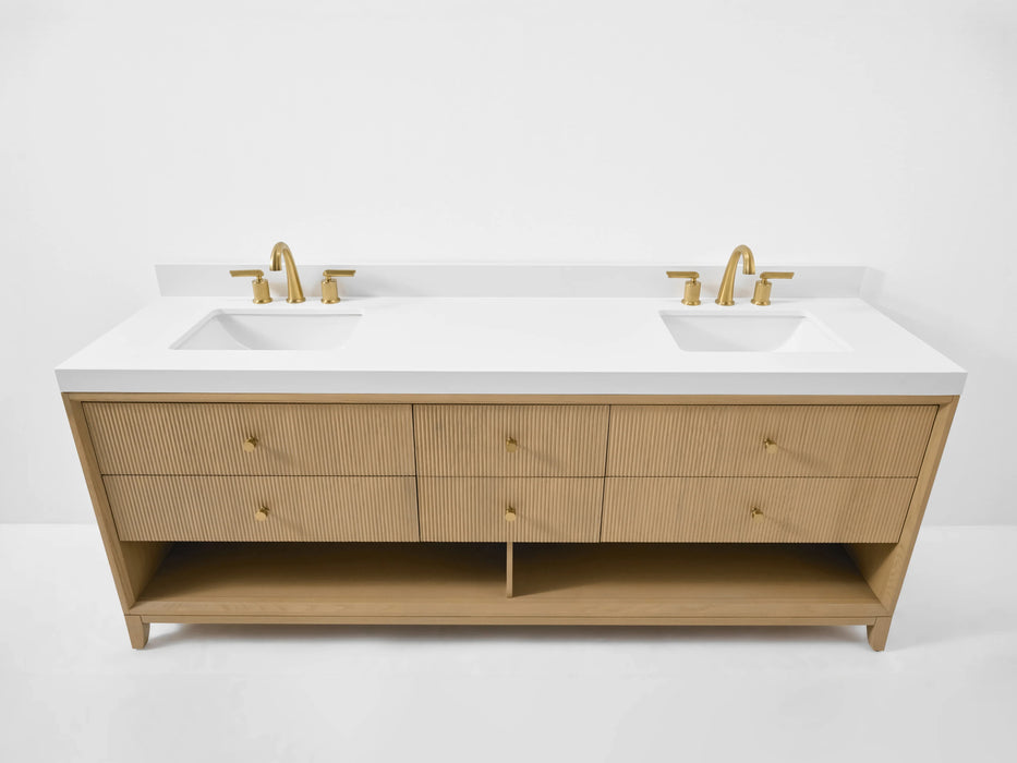 Ancerre 84” Momo Bathroom Vanity Oak Double Sinks VTS-Momo-84-Oak-WQZ