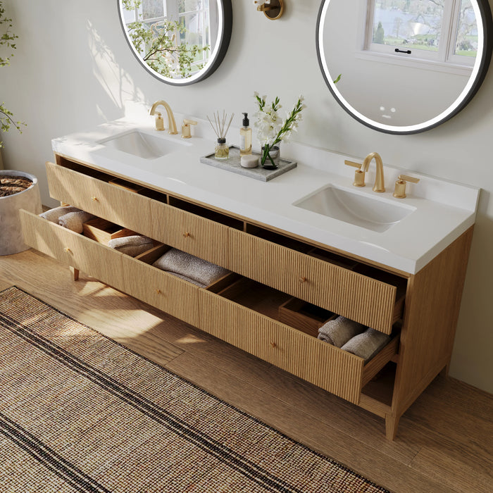 Ancerre 84” Momo Bathroom Vanity Oak Double Sinks VTS-Momo-84-Oak-WQZ