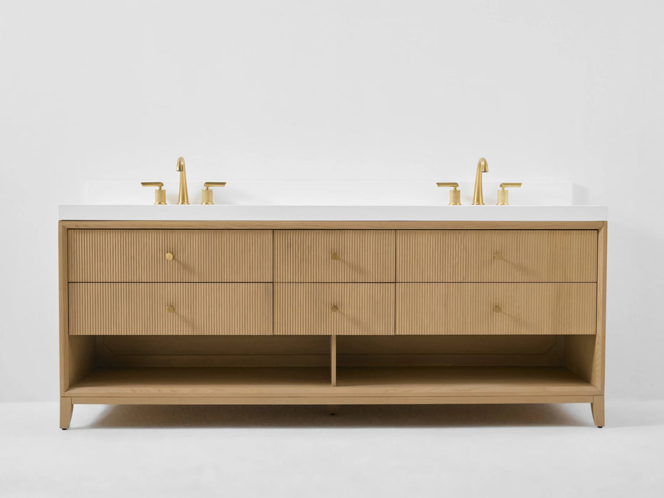 Ancerre 84” Momo Bathroom Vanity Oak Double Sinks VTS-Momo-84-Oak-WQZ