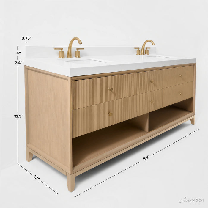 Ancerre 84” Momo Bathroom Vanity Oak Double Sinks VTS-Momo-84-Oak-WQZ