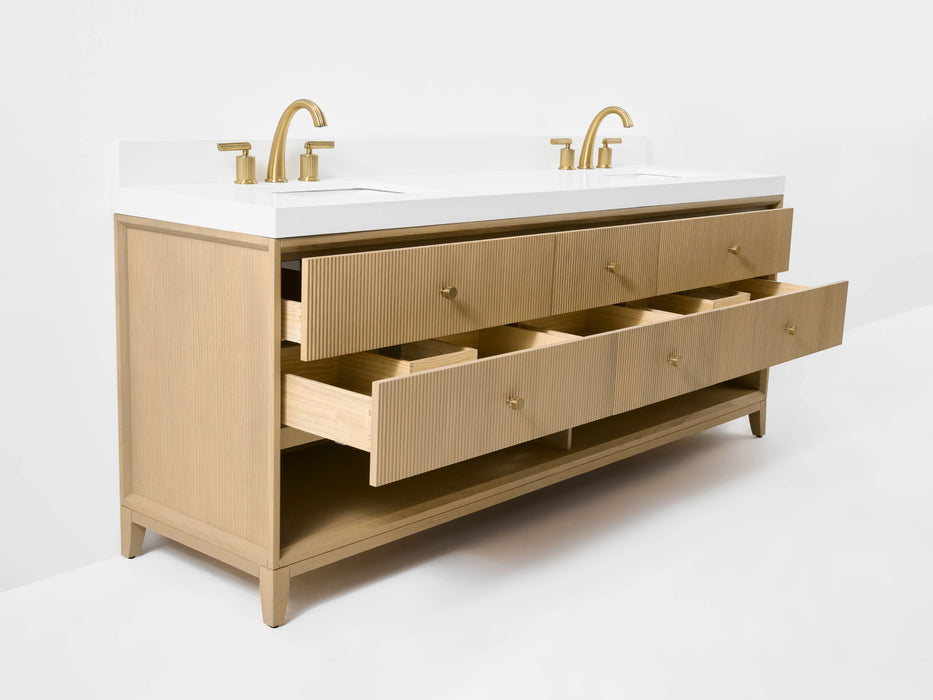 Ancerre 84” Momo Bathroom Vanity Oak Double Sinks VTS-Momo-84-Oak-WQZ