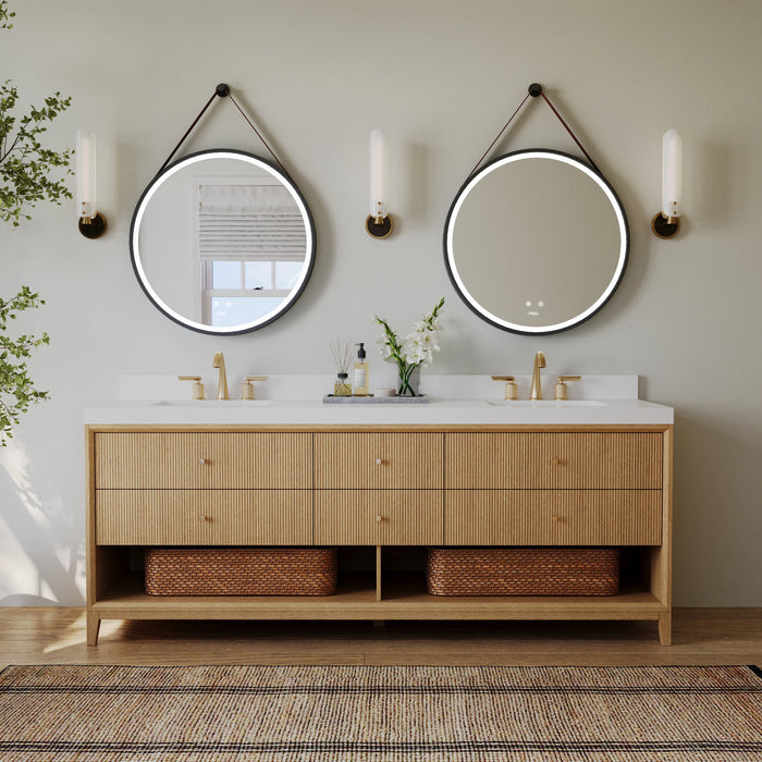 Ancerre 84” Momo Bathroom Vanity Oak Double Sinks VTS-Momo-84-Oak-WQZ