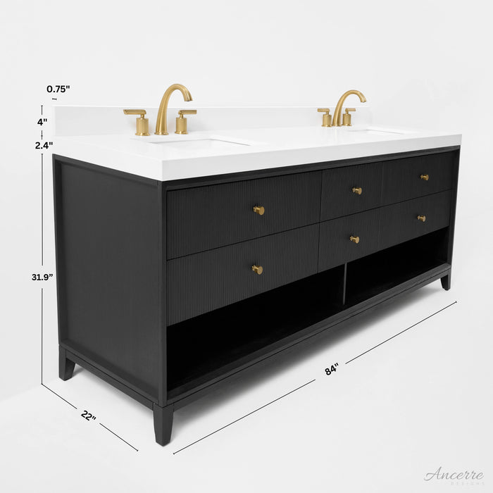 Ancerre 84” Momo Bathroom Vanity Oak Double Sinks VTS-Momo-84-Oak-WQZ