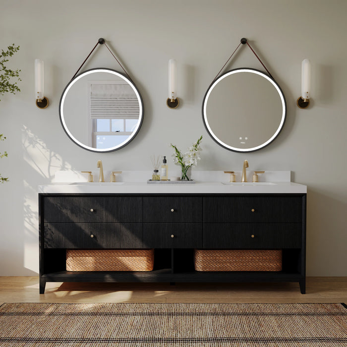 Ancerre 84” Momo Bathroom Vanity Oak Double Sinks VTS-Momo-84-Oak-WQZ