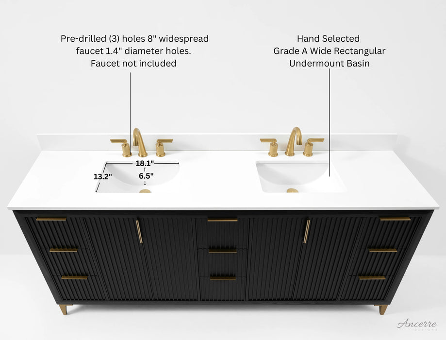 Ancerre 84” Turlington Bathroom Vanity Oak Double Sinks VTS-Turlington-84-Oak-WQZ