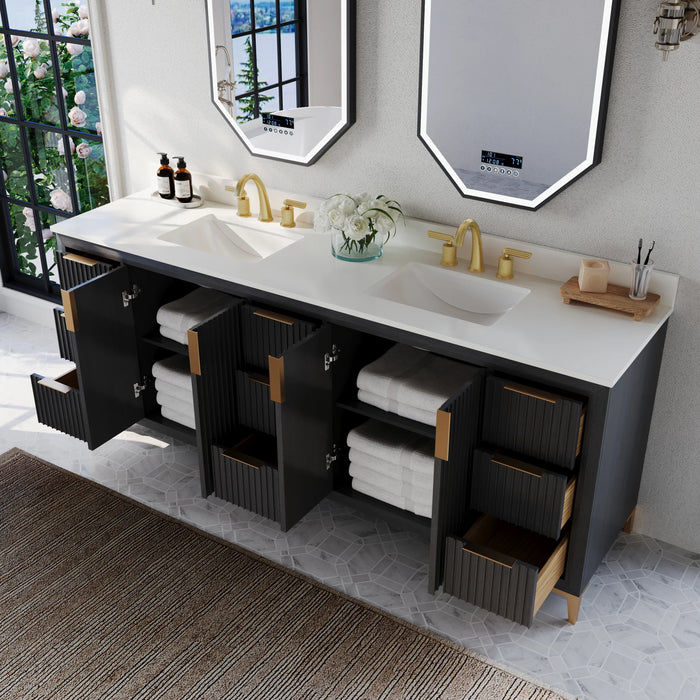 Ancerre 84” Turlington Bathroom Vanity Oak Double Sinks VTS-Turlington-84-Oak-WQZ