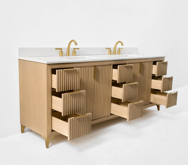 Ancerre 84” Turlington Bathroom Vanity Oak Double Sinks VTS-Turlington-84-Oak-WQZ