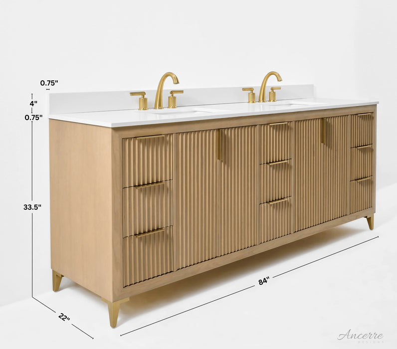 Ancerre 84” Turlington Bathroom Vanity Oak Double Sinks VTS-Turlington-84-Oak-WQZ