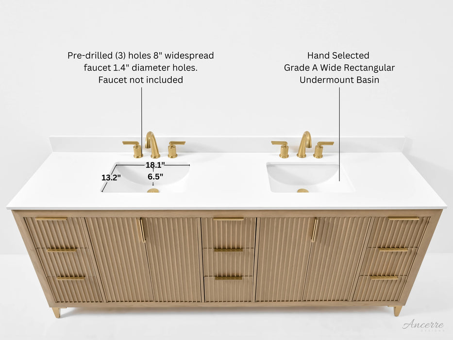 Ancerre 84” Turlington Bathroom Vanity Oak Double Sinks VTS-Turlington-84-Oak-WQZ