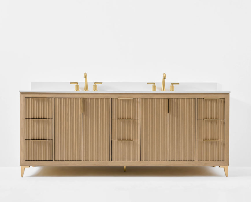 Ancerre 84” Turlington Bathroom Vanity Oak Double Sinks VTS-Turlington-84-Oak-WQZ