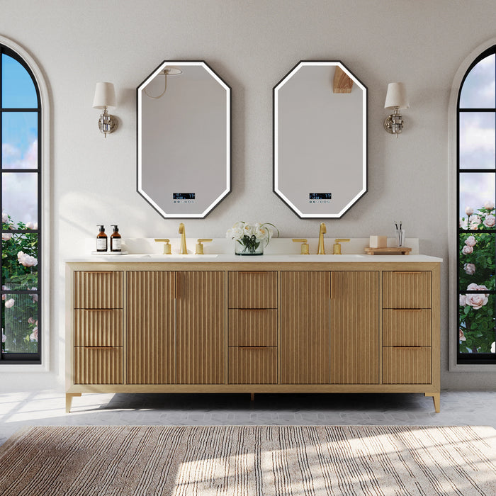 Ancerre 84” Turlington Bathroom Vanity Oak Double Sinks VTS-Turlington-84-Oak-WQZ