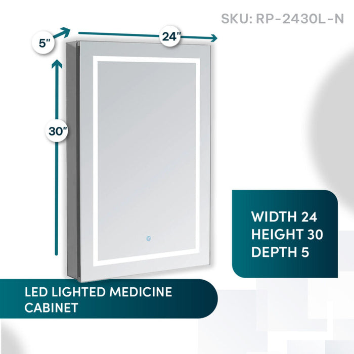Aquadom Royale Plus 24×30 Left Hinge LED Lighted Medicine Cabinet