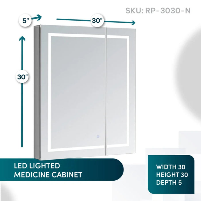 Aquadom Royale Plus 30'' × 30'' LED Lighted Medicine Cabinet