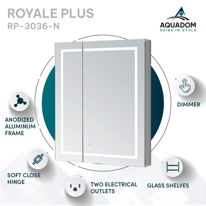 Aquadom Royale Plus 30'' × 36'' LED Lighted Medicine Cabinet