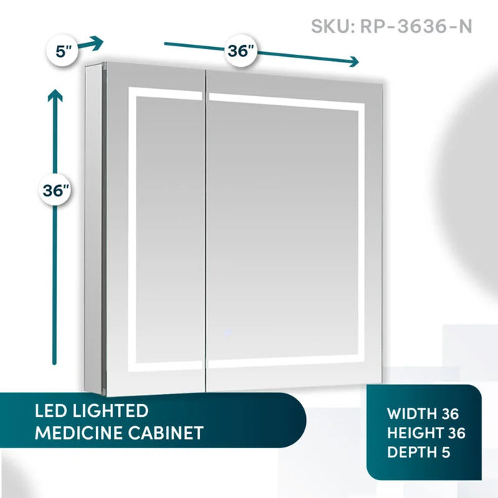 Aquadom Royale Plus 36'' × 36'' LED Lighted Medicine Cabinet