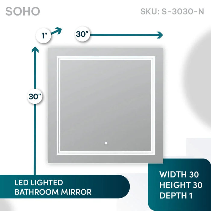 Aquadom SOHO 30'' × 30'' LED Lighted Bathroom Mirror