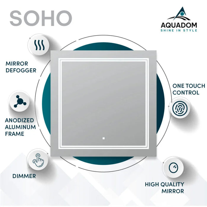 Aquadom SOHO 36'' × 30'' LED Lighted Bathroom Mirror