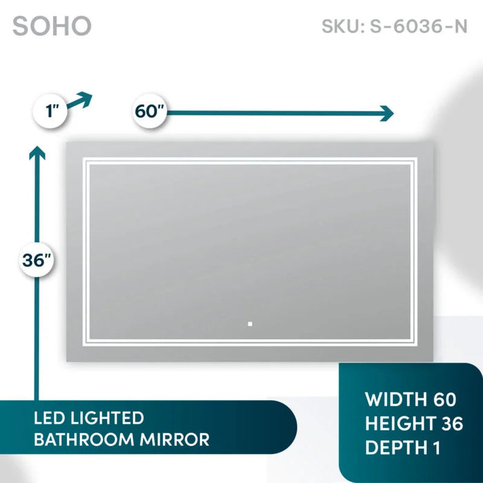 Aquadom SOHO 60'' × 30'' LED Lighted Bathroom Mirror