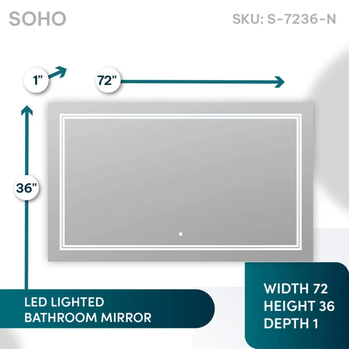 Aquadom SOHO 72" X 36"  LED Lighted Bathroom Mirror