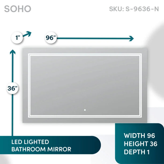 Aquadom SOHO 96'' × 36'' LED Lighted Bathroom Mirror