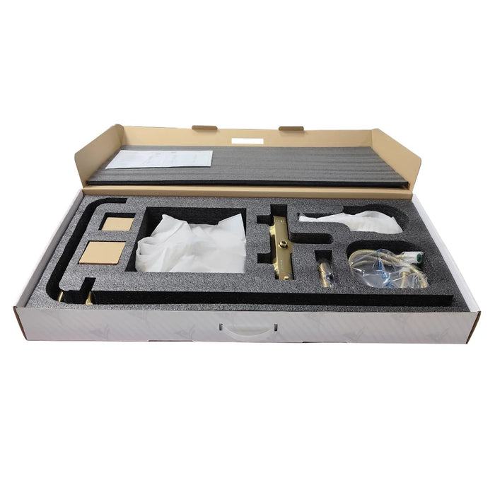 Aquadom ZEN 3-Function Thermostatic Shower System with 10″ Square Rainfall Head Brushed GoldFinish