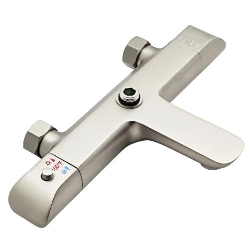 Aquadom ZEN 3-Function Thermostatic Shower System with 10″ Square Rainfall Head Brushed Nickel Finish