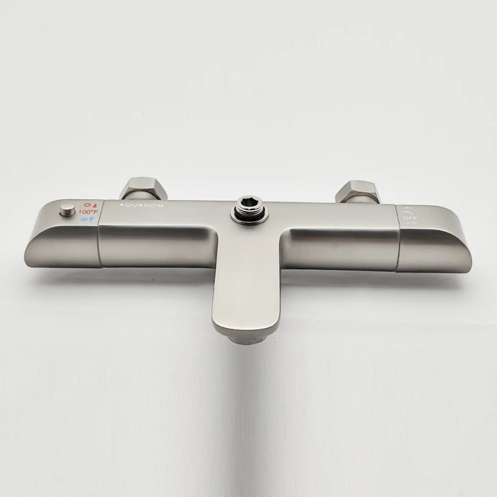 Aquadom ZEN 3-Function Thermostatic Shower System with 10″ Square Rainfall Head Brushed Nickel Finish