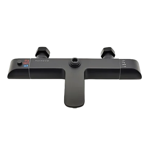 Aquadom ZEN 3-Function Thermostatic Shower System with 10″ Square Rainfall Head Matte Black Finish