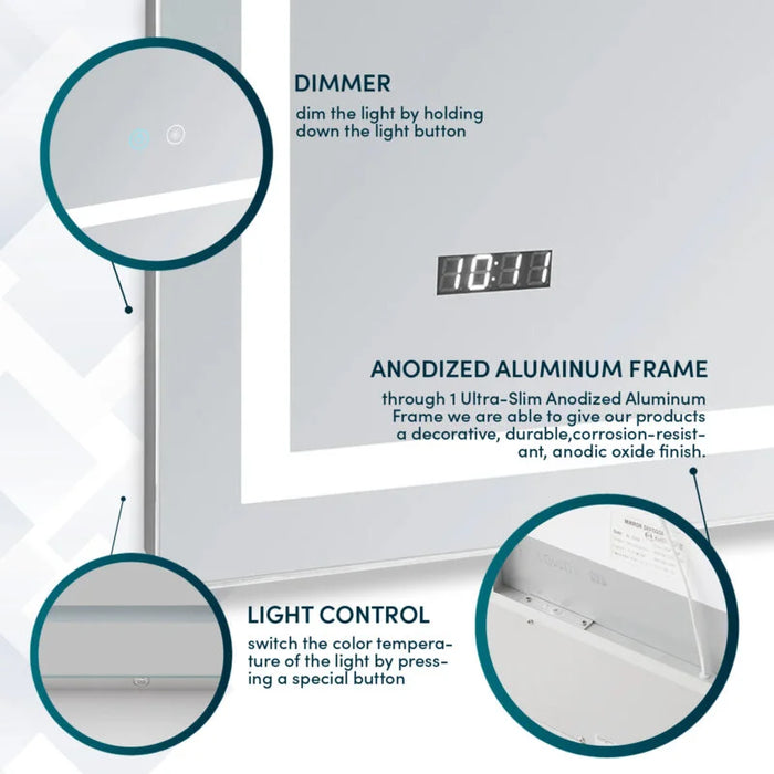 Aquadom Daytona 30'' × 40'' LED Lighted Bathroom Mirror