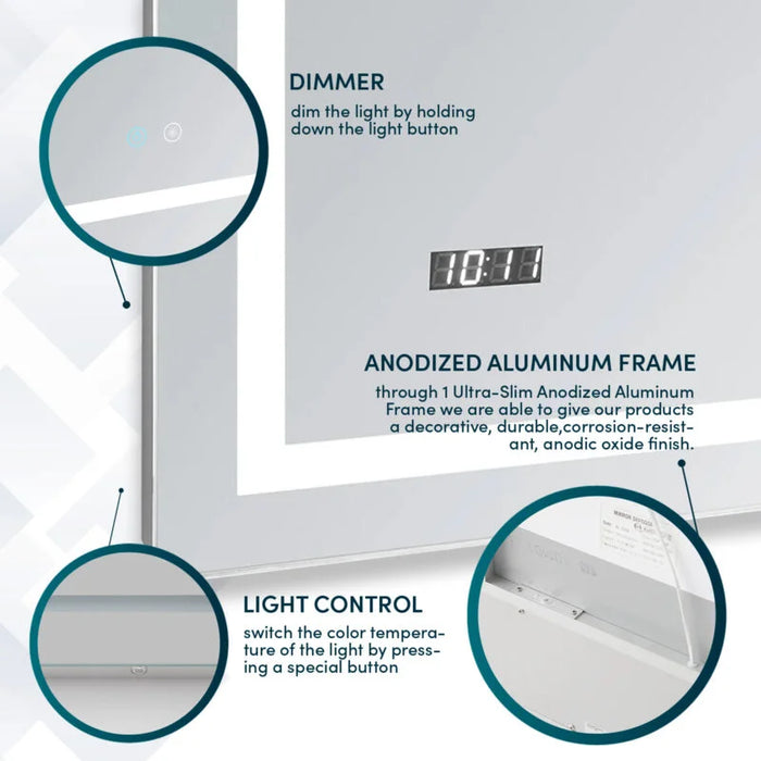 Aquadom Daytona 48'' × 36'' LED Lighted Bathroom Mirror