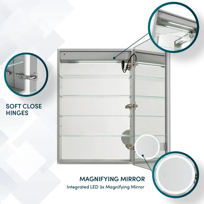 Aquadom Edge Royale 20'' × 32'' Right Hinge LED Lighted Medicine Cabinet