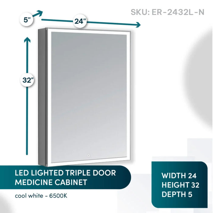 Aquadom Edge Royale 24'' × 32'' Left Hinge LED Lighted Medicine Cabinet