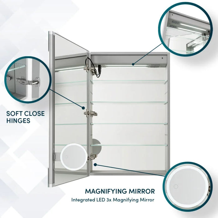 Aquadom Edge Royale 24'' × 32'' Left Hinge LED Lighted Medicine Cabinet