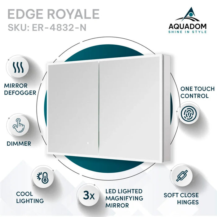 Aquadom Edge Royale 48'' × 32'' LED Lighted Medicine Cabinet