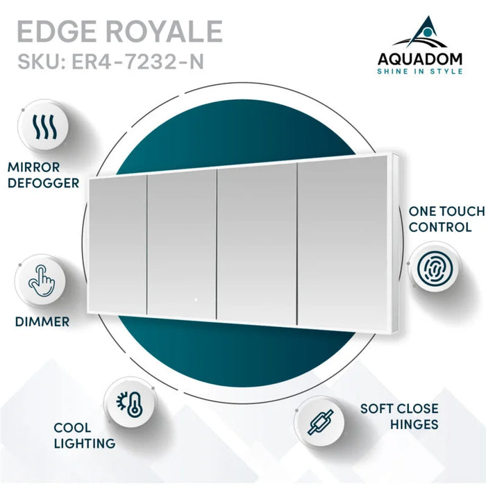 Aquadom Edge Royale 72'' × 32'' LED Lighted Medicine Cabinets