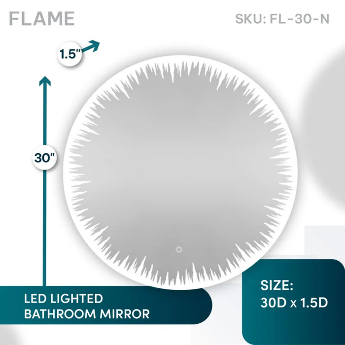 Aquadom Flame 30''  LED Lighted Bathroom Mirror