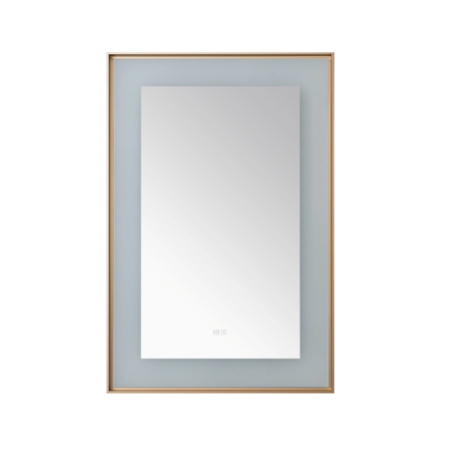 Aquadom Lexington 24''x 36'' x 2.28'' LED Lighted Slim Frame Mirror with Defogger Brushed Gold Finish