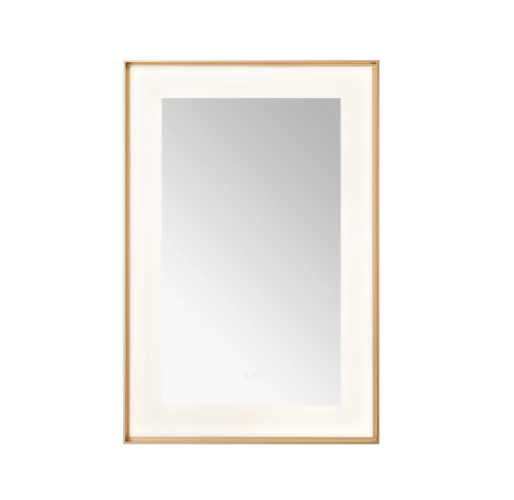 Aquadom Lexington 24''x 36'' x 2.28'' LED Lighted Slim Frame Mirror with Defogger Brushed Gold Finish