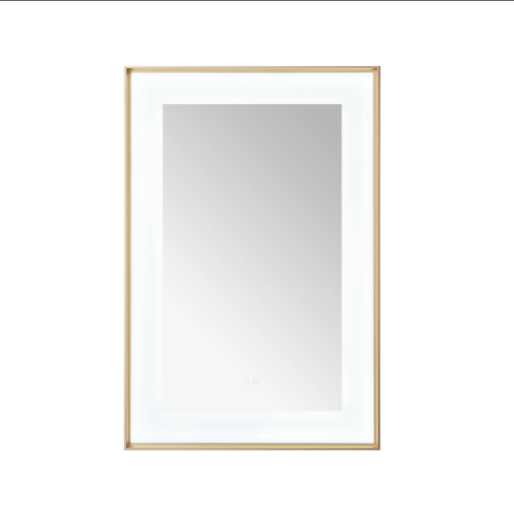 Aquadom Lexington 24''x 36'' x 2.28'' LED Lighted Slim Frame Mirror with Defogger Brushed Gold Finish