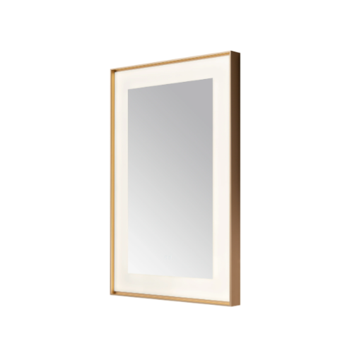 Aquadom Lexington 24''x 36'' x 2.28'' LED Lighted Slim Frame Mirror with Defogger Brushed Gold Finish